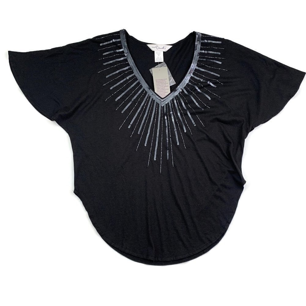 Ludi Victoria's Secret Sequin Art Deco Embellished Batwing Top Women's Size XS